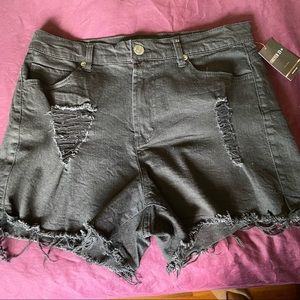 Black denim shorts